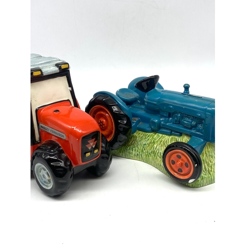 228 - 2x farming tractors money bankies, a Ford dexter & a Massie Fergi made by Boarder Fine arts