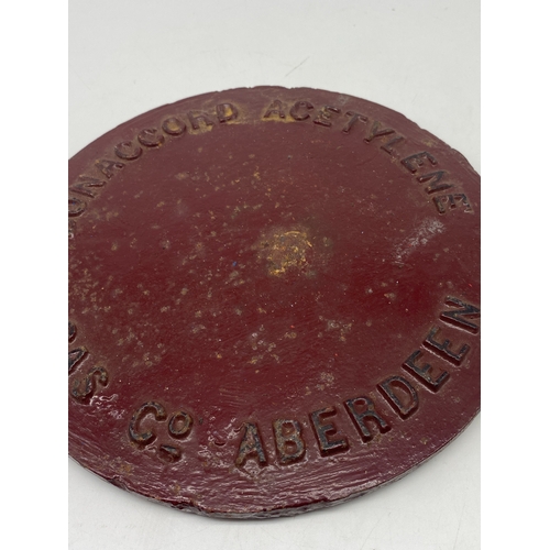 279 - A Bon Accord cast iron advertising plate & other plate