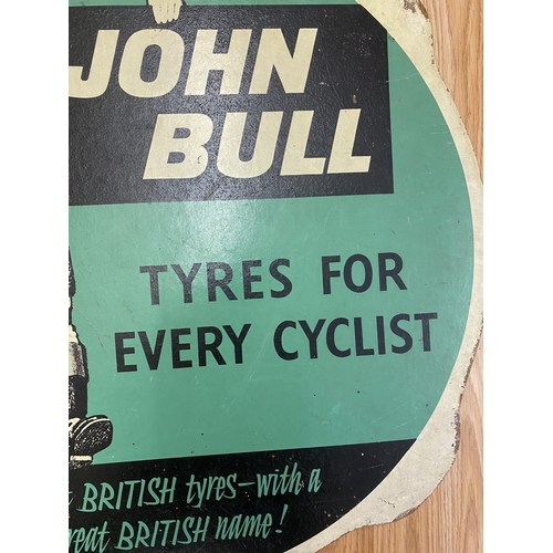 291 - An original John Bull tyres in house board advertising, 24 inches x 24 inches, buyer to collect as f... 