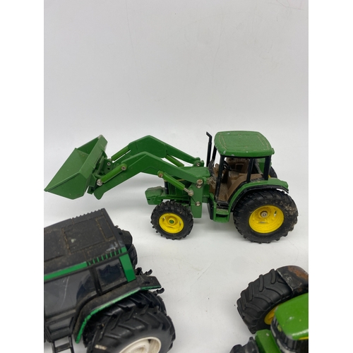 325 - 3x model John Deer tractors, a Siku, a Ertl with loader, a Joal,  these have been played with