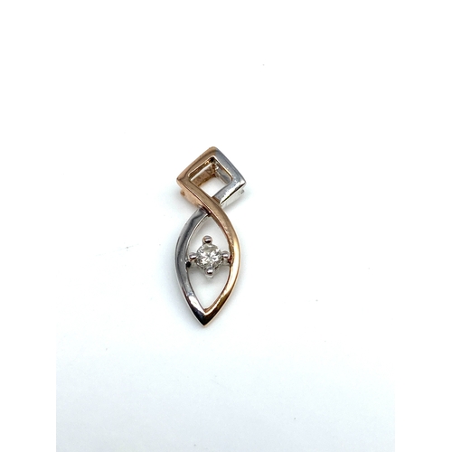 48 - A 9ct rose gold diamond set pendant, weight is 0.95 grams approx, 20mm x 6mm