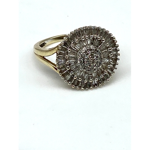 49 - A 9ct yellow gold diamond cluster ring, size N, weight is 3.4 grams approx,