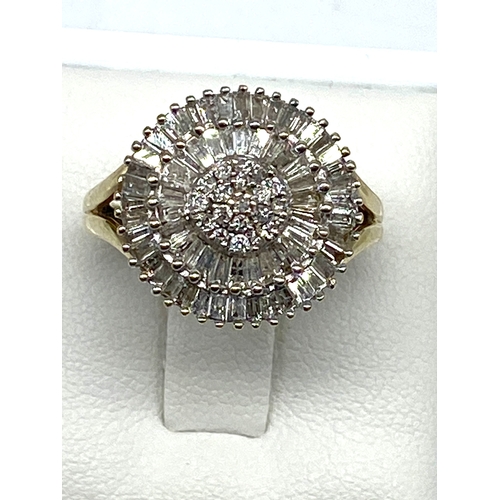 49 - A 9ct yellow gold diamond cluster ring, size N, weight is 3.4 grams approx,