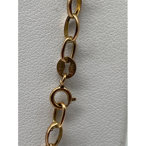 5 - A 9ct yellow gold belcher chain, 22 inches long approx, 3.1 grams in weight approx,