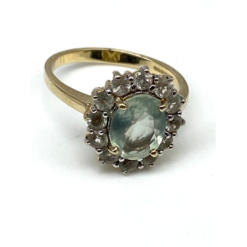 52 - A 9ct yellow gold precious stone dress ring, size N, 3.8 grams approx weight