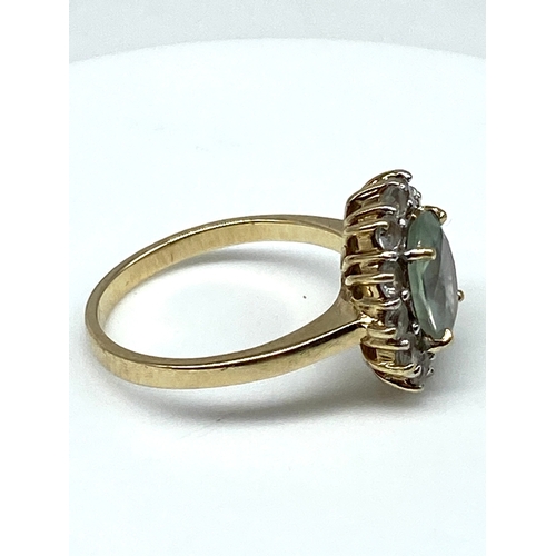 52 - A 9ct yellow gold precious stone dress ring, size N, 3.8 grams approx weight