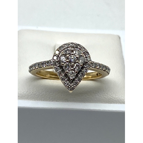 58 - A 9ct yellow gold diamond cluster ring, size N, 3.6 grams approx weight,