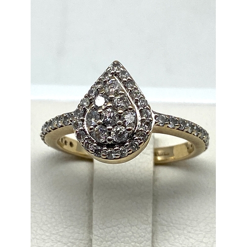 58 - A 9ct yellow gold diamond cluster ring, size N, 3.6 grams approx weight,