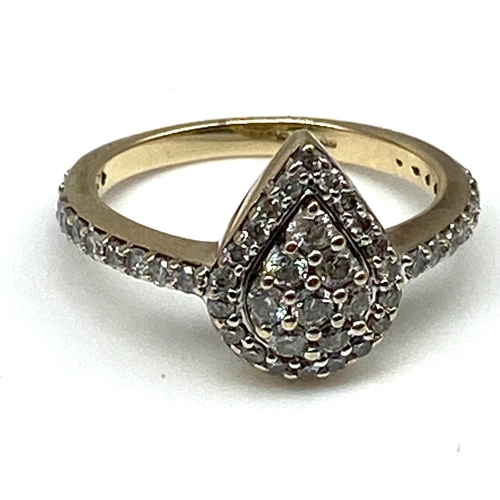 58 - A 9ct yellow gold diamond cluster ring, size N, 3.6 grams approx weight,