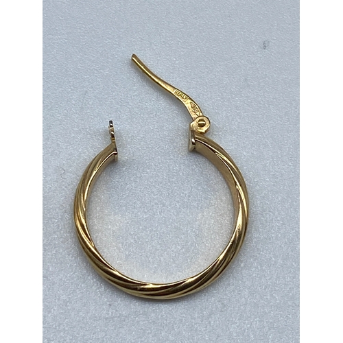 7 - A pair of 9ct yellow gold hoop earrings, 15mm size, 1.1 grams in weight approx