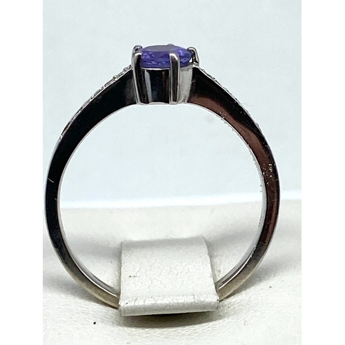 72 - A 9ct white gold tazanite dress ring, weight is 1.9 grams approx, size N