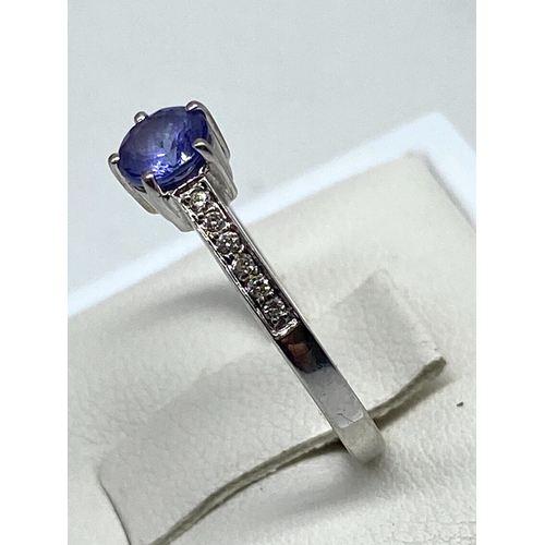 72 - A 9ct white gold tazanite dress ring, weight is 1.9 grams approx, size N