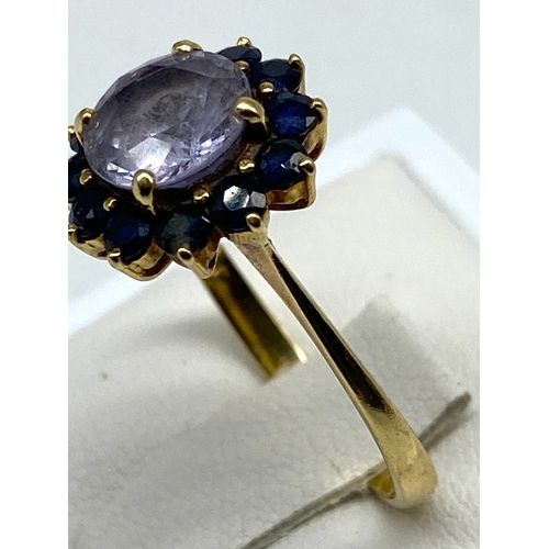 73 - An 18ct yellow gold sapphire dress ring, weight is 3.6 grams approx, size P