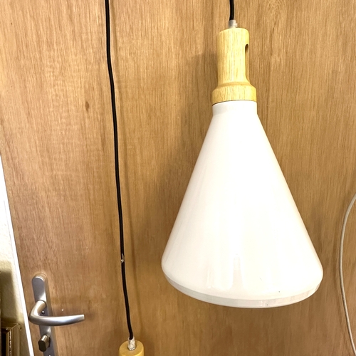 237 - A set of 2 kitchen lights with brackets, 15 inches high x 9 3/4 diameter