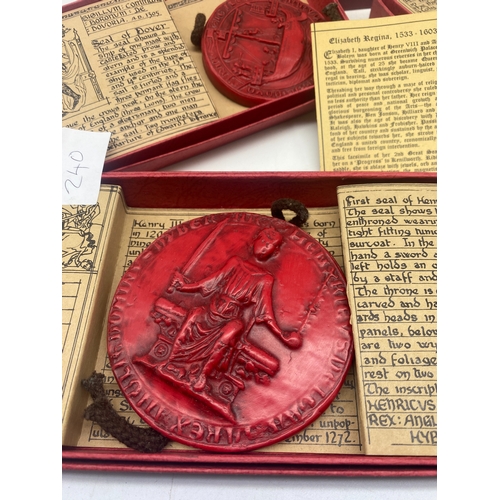 240 - A wax seal x6 & a plaque