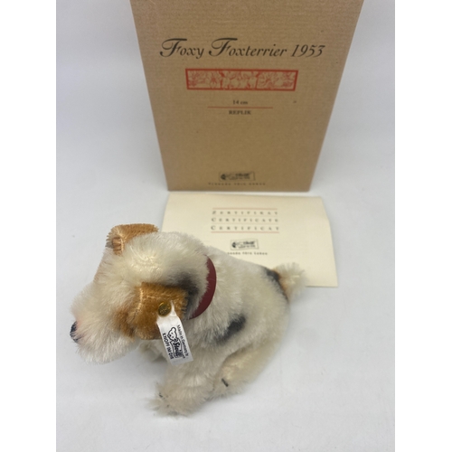 343 - A Steiff Foxy Fox terrier, as new, limited edition, no. 01823/3000, boxed with a certificate