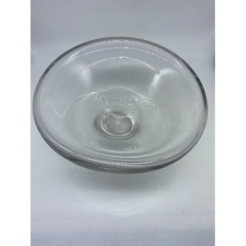 382 - A vintage Dartington glass bowl, large heavy modernist crystal bowl, approx 12