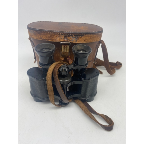 378 - A pair of vintage Aitchison binoculars, WW1 period