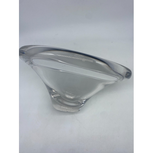 382 - A vintage Dartington glass bowl, large heavy modernist crystal bowl, approx 12