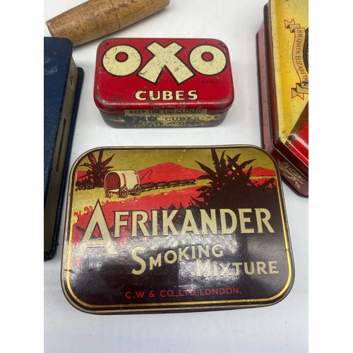 396 - A vintage Anvel caramel tin & other items