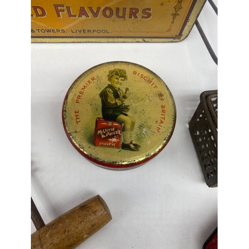 396 - A vintage Anvel caramel tin & other items