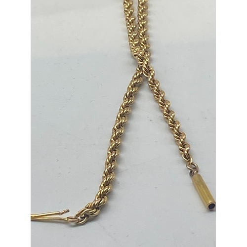 97 - A 9ct yellow gold rope chain, 18 inches long, weight is 6 grams approx,