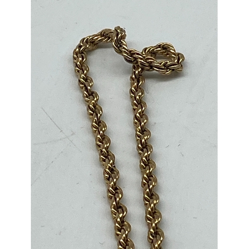 97 - A 9ct yellow gold rope chain, 18 inches long, weight is 6 grams approx,