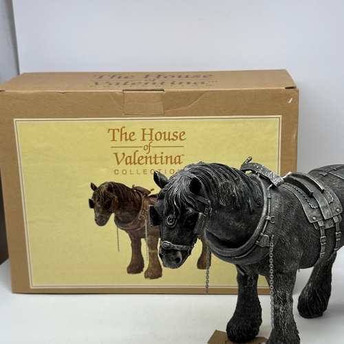 482 - A shire horse ornament from the House of Valentina, in original box, no chips or damage