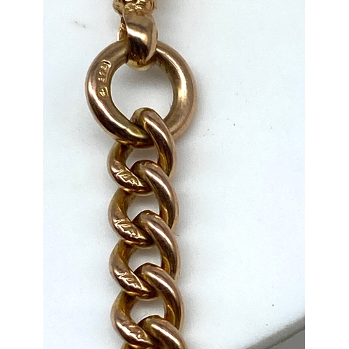 516 - An 9ct Victorian yellow gold Albert chain, chain in beautiful condition, 39 grams approx weight, 19 ... 