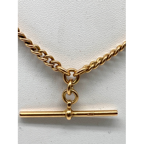 516 - An 9ct Victorian yellow gold Albert chain, chain in beautiful condition, 39 grams approx weight, 19 ... 