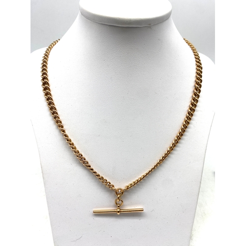 516 - An 9ct Victorian yellow gold Albert chain, chain in beautiful condition, 39 grams approx weight, 19 ... 