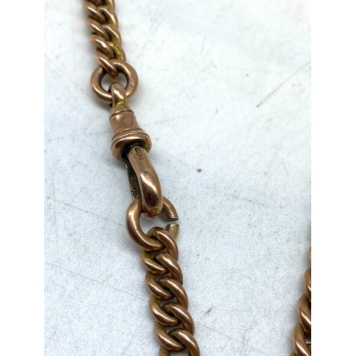 520 - A 9ct Victorian rose gold Albert graduated chain, each link is solid, 13 inches long, 54.4 grams in ... 