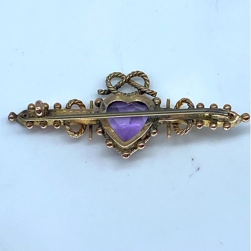 170 - A 9ct yellow gold Victorian heart brooch, 46mm x 18mm, pin is made of steel, weight is 3.6 grams app... 