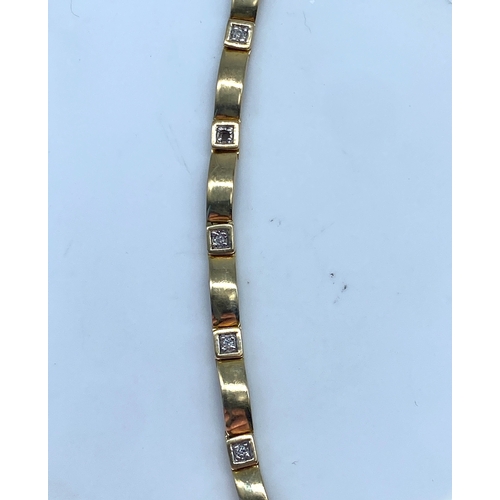 172 - A 9ct yellow gold diamond bracelet, 0.15ct diamonds, weight is 7 grams approx, 7 1/2 inches long