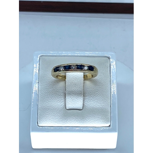 176 - An 18ct yellow gold sapphire & diamond dress ring, size L, 4 grams in weight approx, diamonds hae a ... 