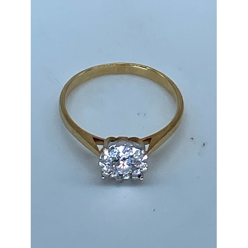 177 - An 18ct yellow gold diamond solitaire ring, size O, weight is 2.6 grams approx, like new condition, ... 