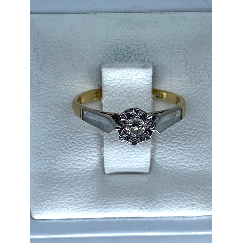 181 - An 18ct yellow gold single solitaire diamond ring, size I, weight is 1.9 grams approx