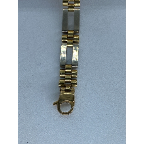 20 - A 9ct yellow & white gold bracelet, 7 1/2 inches long approx, weight is 6.8 grams approx, in nice co... 