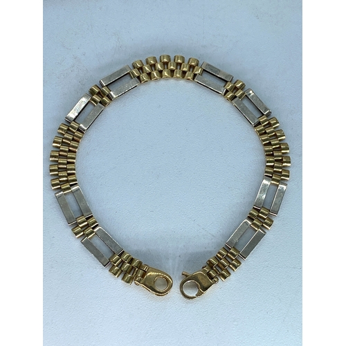 20 - A 9ct yellow & white gold bracelet, 7 1/2 inches long approx, weight is 6.8 grams approx, in nice co... 