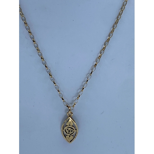 29 - A 9ct yellow gold Scottish design pendant & belcher chain, chain is 18 inches long, total weight is ... 