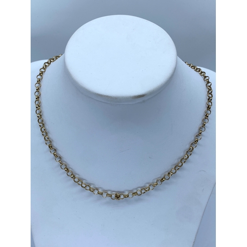 39 - A 9ct yellow gold solid link belcher chain, 9.7 grams in weight approx, 18 inches long approx