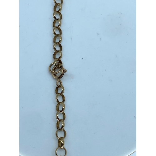 39 - A 9ct yellow gold solid link belcher chain, 9.7 grams in weight approx, 18 inches long approx