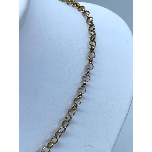 39 - A 9ct yellow gold solid link belcher chain, 9.7 grams in weight approx, 18 inches long approx