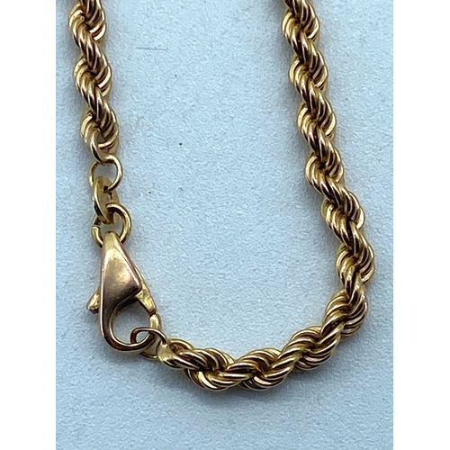 4 - A 9ct yellow gold rope chain, links are solid, 22 inches long approx, fully hallmarked, 27.8 grams i... 