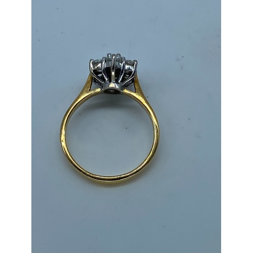 42 - An 18ct yellow gold daisy design diamond ring, very nice condition, like new, approx 0.50ct diamonds... 