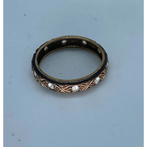 45 - A 9ct yellow gold Vintage cz stone set wedding band, size O 1/2, weight 2.4 grams approx, hallmarked... 