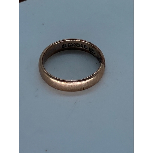 47 - A 9ct rose gold wedding band, fully hallmarked, there is a mark where it has been re-sized in the pa... 