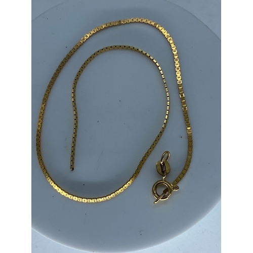 48 - A 9ct yellow gold anklet, 10 inches long, weight is 2 grams approx,