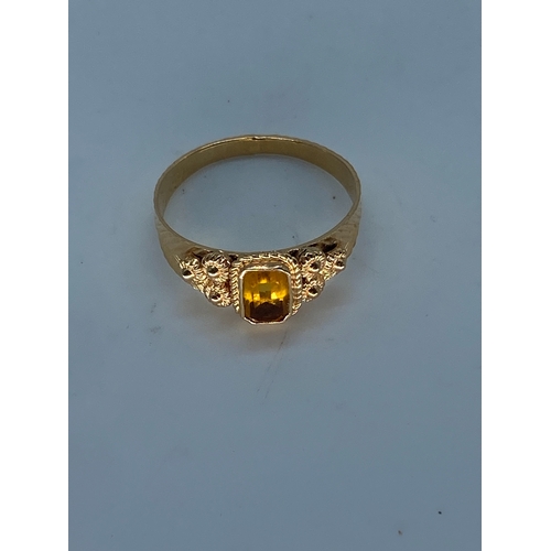 57 - A yellow gold citrine dress ring, gold is hallmarked 800 being a Portuguese hallmark, hallmark is on... 