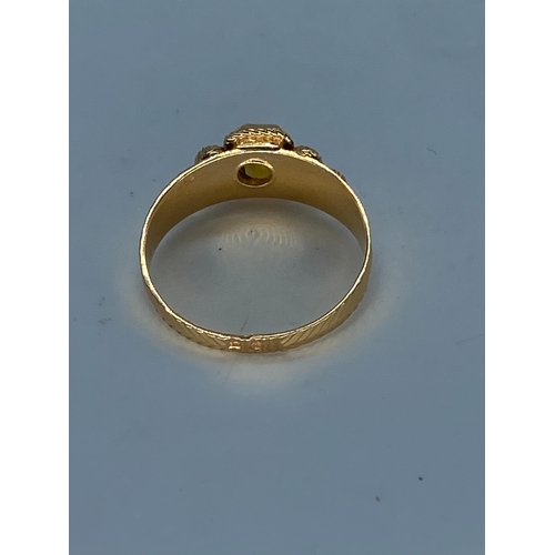 57 - A yellow gold citrine dress ring, gold is hallmarked 800 being a Portuguese hallmark, hallmark is on... 